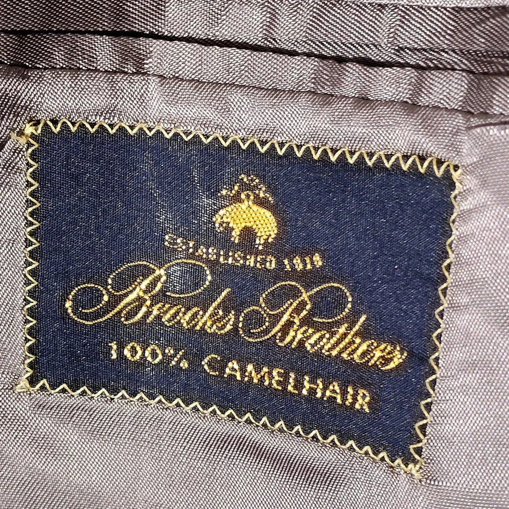 Brooks Brothers Mens 41L Blazer 100% Camel Hair Glen‎ Plaid Sport Coat USA